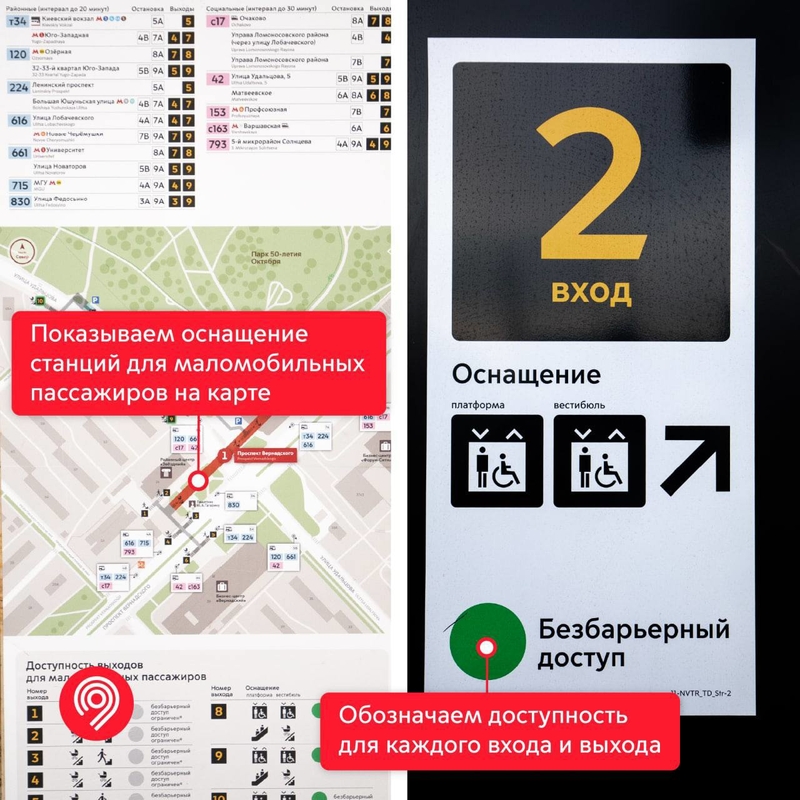 На фото: новая навигация на схемах в Мосметро для маломобильных пассажиров