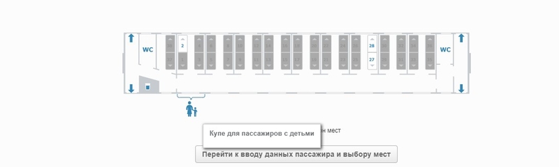 На фото: схема купейного вагона поезда РЖД с иконкой, указывающей на купе для пассажиров с детьми